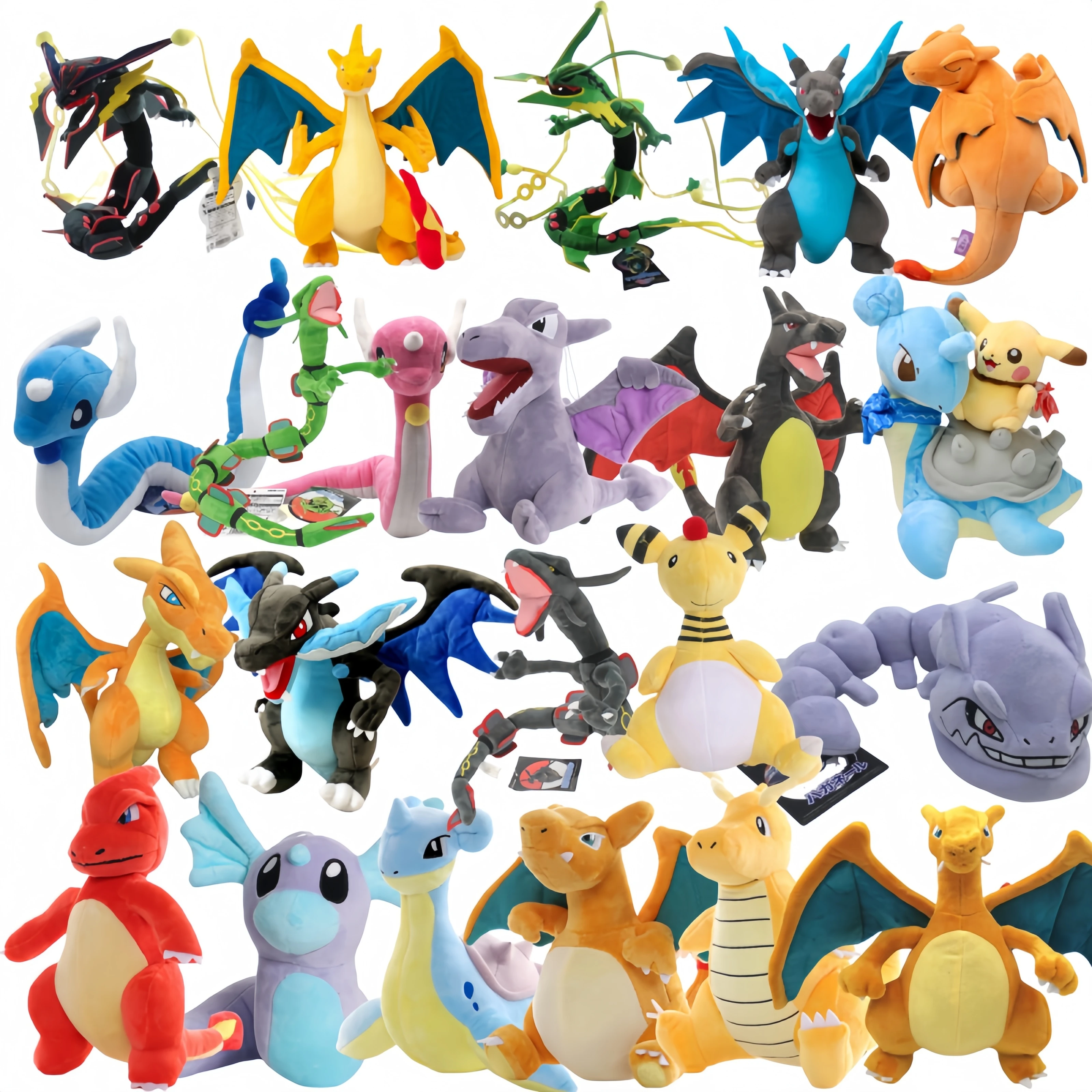 Multi style Pokemon Charizard Plush Toy Rayquaza Dragonair Steelix Dragonite Lapras Aerodactyl Dratini Charmander Plush Doll