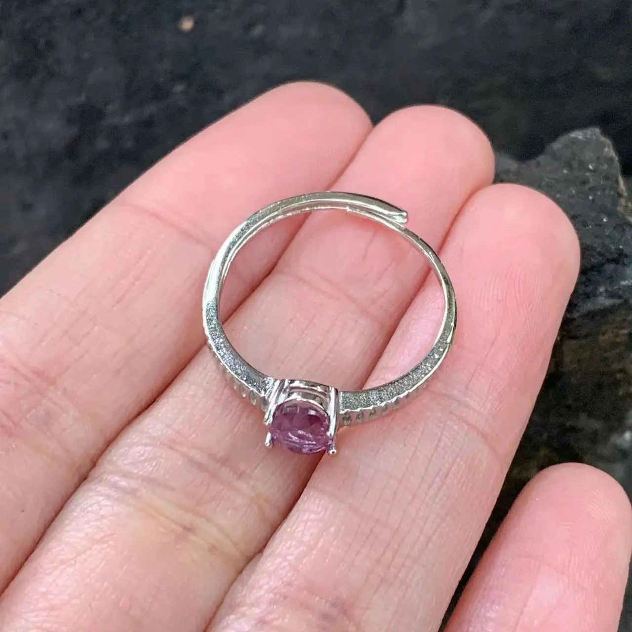 Natural Amethyst  Ring Adjustable Female Heart ring Jewelry for Women Gift Wholesale High Quality Vintage Fine