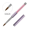 Pink Kolinsky Sable Acrylic Nail Brush Crystal Metal Handle Nail Art Mink Brush Gel Builder Manicure Painting Pen Drawing Tools 1