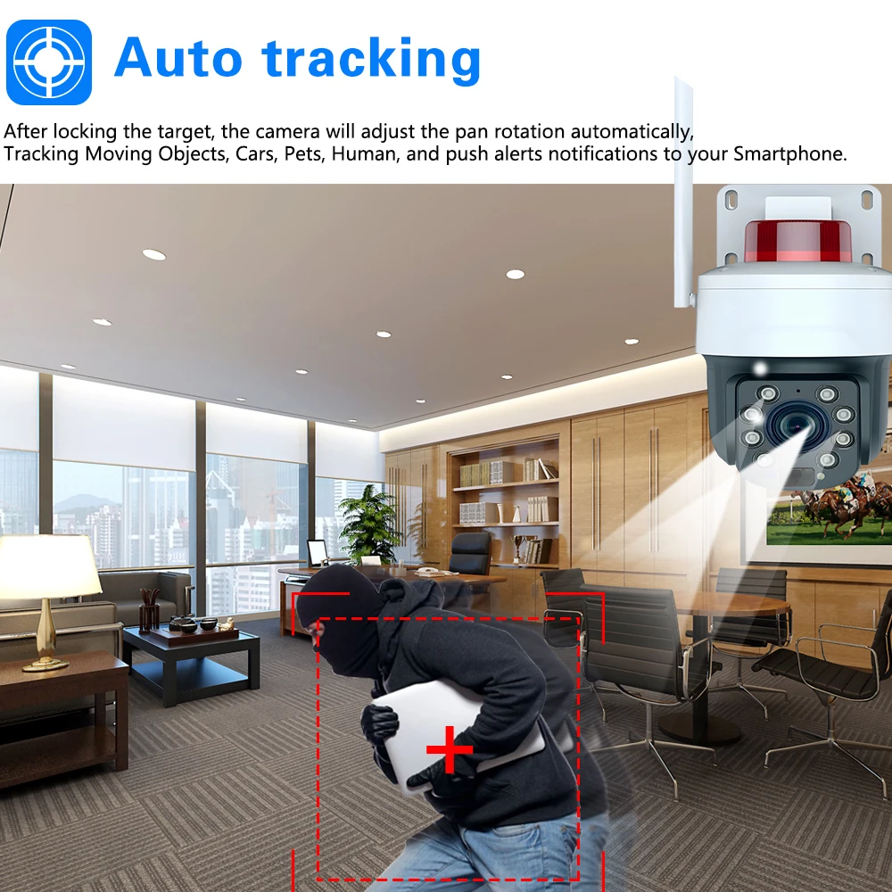 Tuya 5MP 50X 30X Zoom WiFi PTZ Security Camera Auto Tracking Outdoor Smart Life CCTV Surveillance Camera Color Night Vision 4