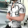 Men's Geometric Lines Solid Color Printed Shirt Short Sleeve Button Comfortable Men's Shirt Hawaii Business Leisure Vacation Top 3