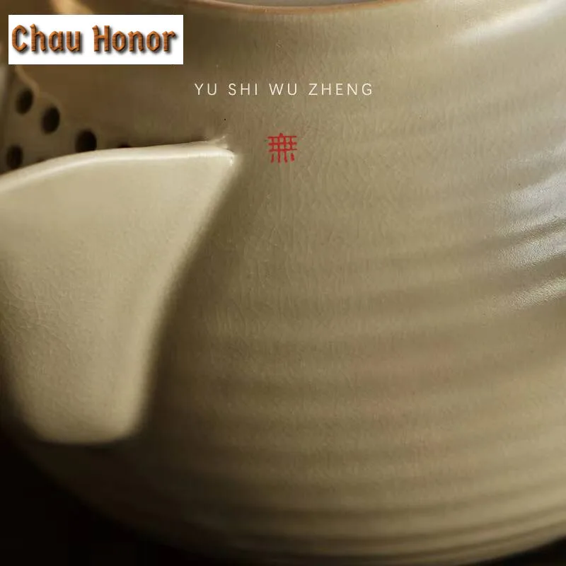 500ml Retro Soda Glaze Teapot Handmade Rough Water Heat-resistant Charcoal Electric Ceramic Stove Side Handle Kettle for Cooking