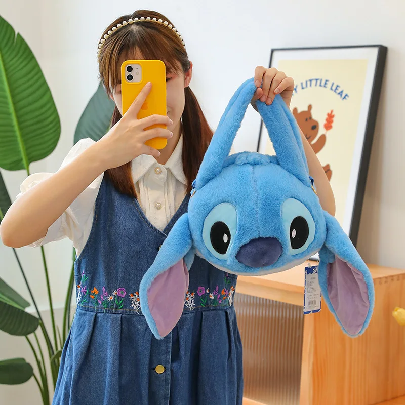 

Kawaii сумка через плечо Disney, пух, Ститч, мягкая плюшевая мультяшная пуф, лотсо, кошелек для монет, плюшевая сумка для детей, подарки, игрушки