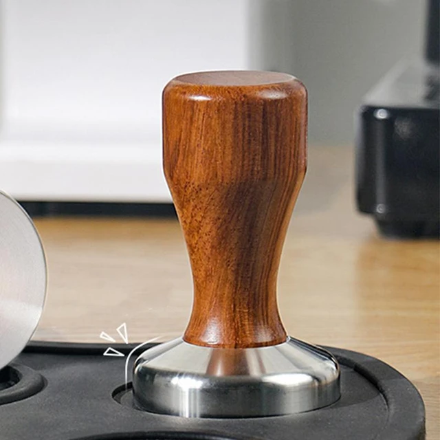 Tool Tamper Espresso Handle for Kitchen Coffee Grounds Barista 58mm Brown
