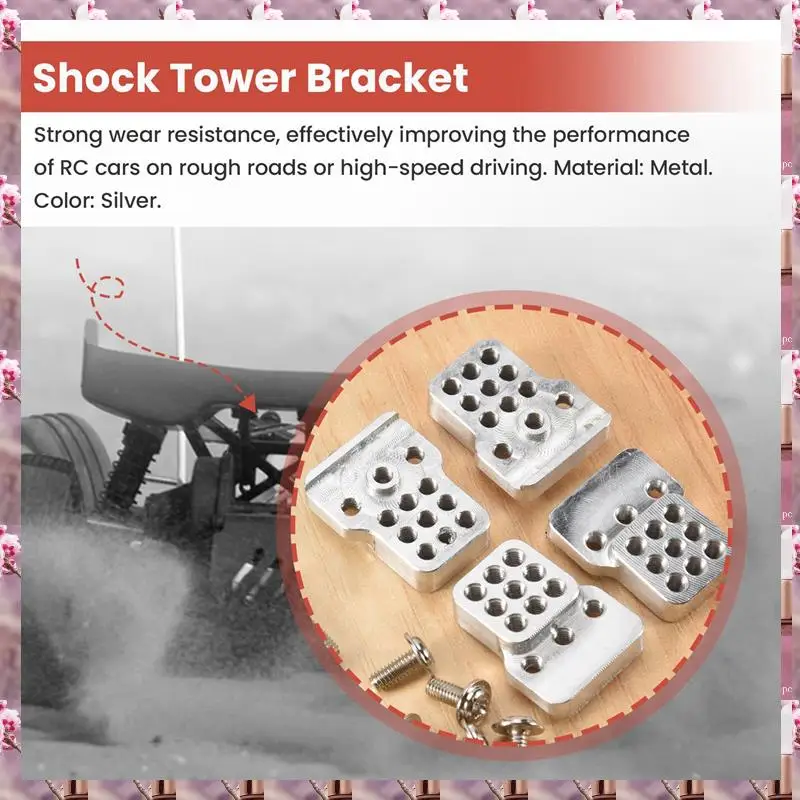 4Pcs RC Car Metal Shock Tower Bracket Kits Shock Sbsorbers Extension Seatfor 1/16 WPL C-14/C-14K/C-24/C-24K Truck Off Road