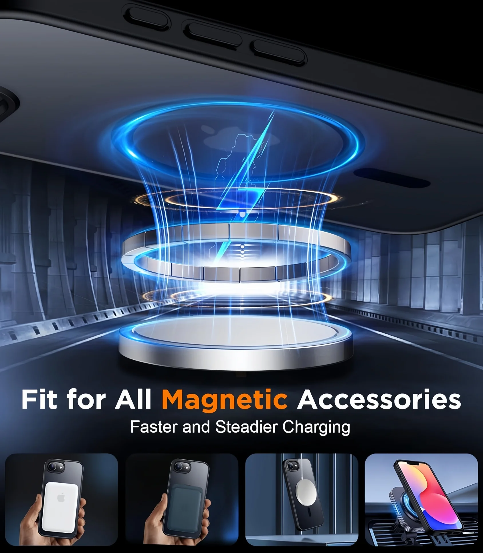 Magnetic Translucent Matte Phone Case with Tempered Glass Screen Protectors - Clear