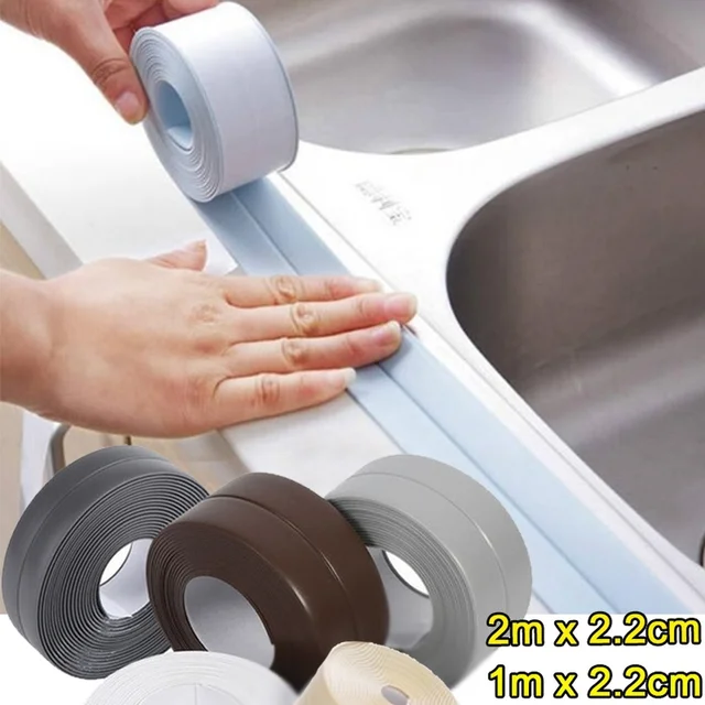 2/1M*2,2 Cm Fürdőszoba Zuhany Mosogató Fürdőszalag Szalagszalag Fehér Pvc Önmagarasztó Vízálló Falmatrica Konyhához - Image 2