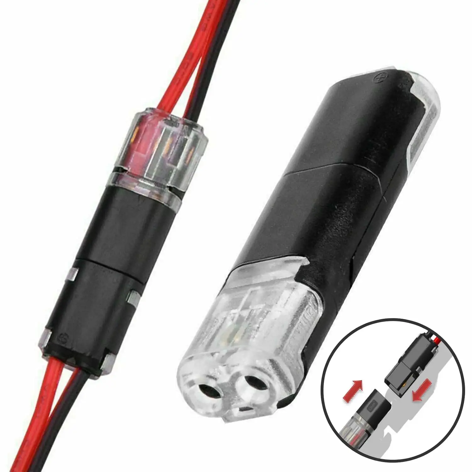 Dual Wire Locking Plug Connector for Low Voltage Applications, Ideal for LED Light Strips