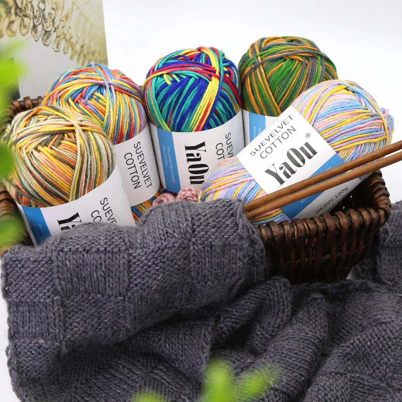 100g Close Skin Velvet Cotton Yarn Segmental Dyeing Soft Warm for Hand woven Crochet Hat Scarves Coat Glove Doll DIY handicrafts 4