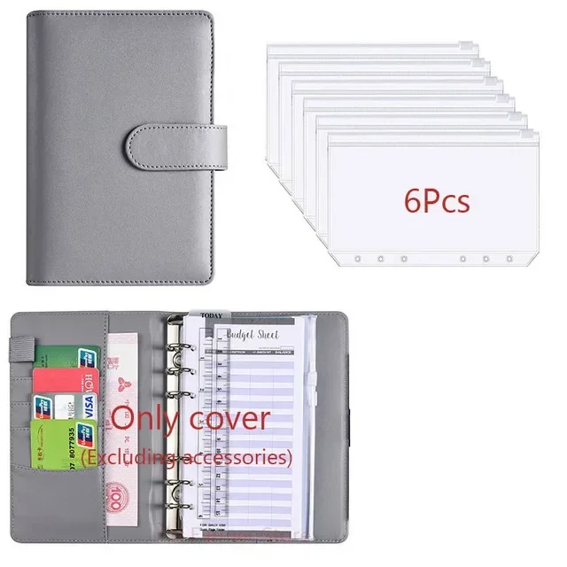 Deluxe PU Leather Budget Planner with Cash Envelope Organizer and Zippered Pockets