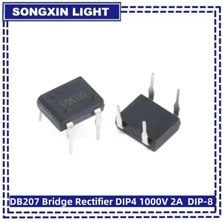 Diode bridge rectifier electrical rectifier diodes rectifier diodes electrical diodes 20PCS DB207 Bridge Rectifier DIP4 1000V 2A DB207S Power Diode Rectifiers Electronic Components IC