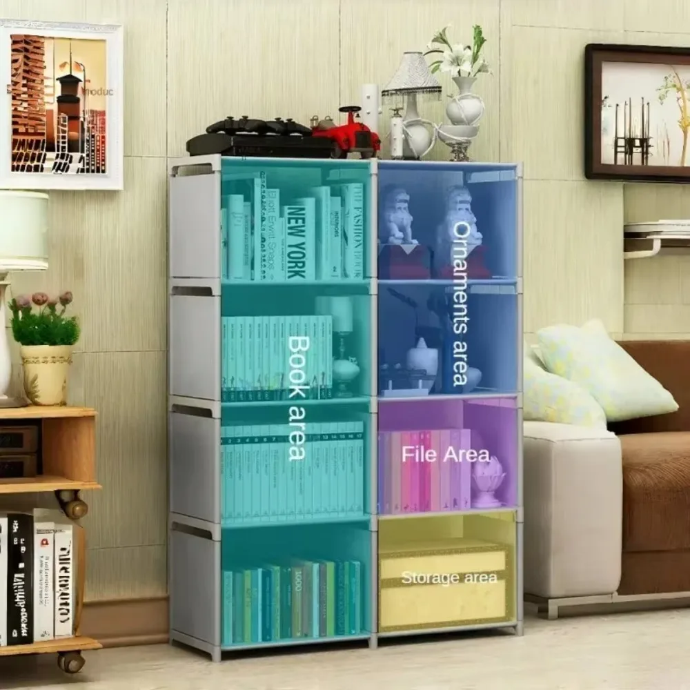Bookshelf Multi Layer Easy Assembly Diy Wardrobe Plastic Square Storage Rack for Living Room Study Room Bedroom