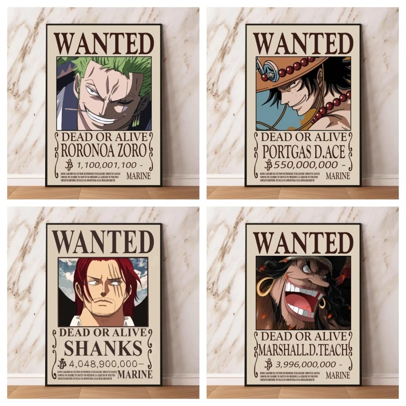 CanvasPrintsPaintingZoroAceShanksUsoppBountyWantedPosters