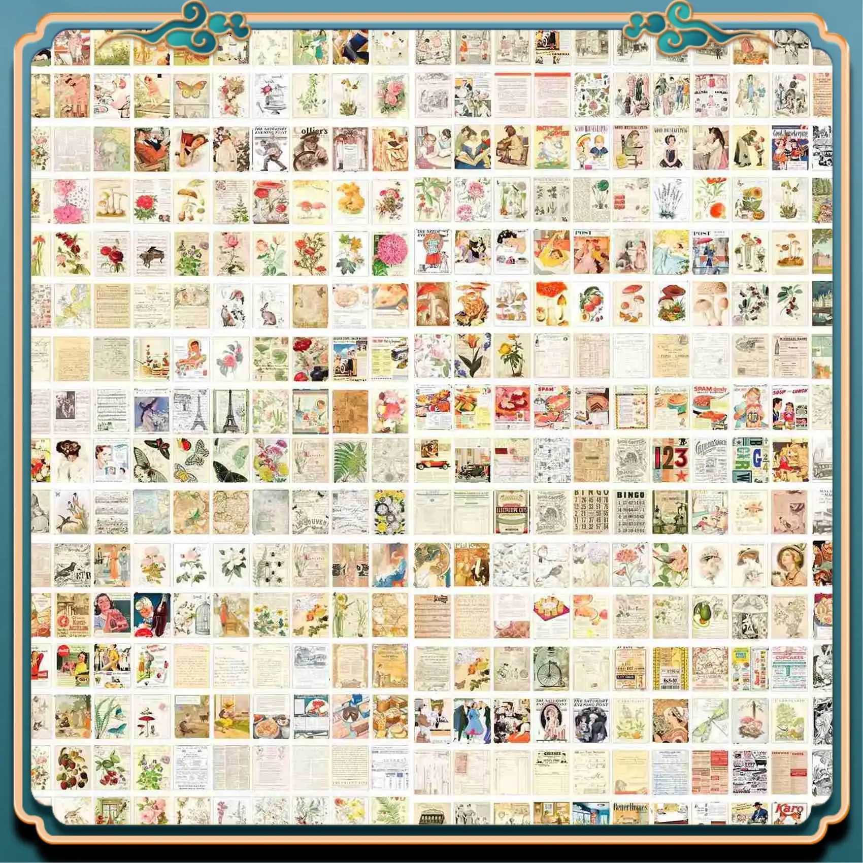 ABJG-800Pcs 정크 저널 빈티지 DIY 재료 종이 저널링 용품 스크랩북 종이 레트로 장식 저널 용품