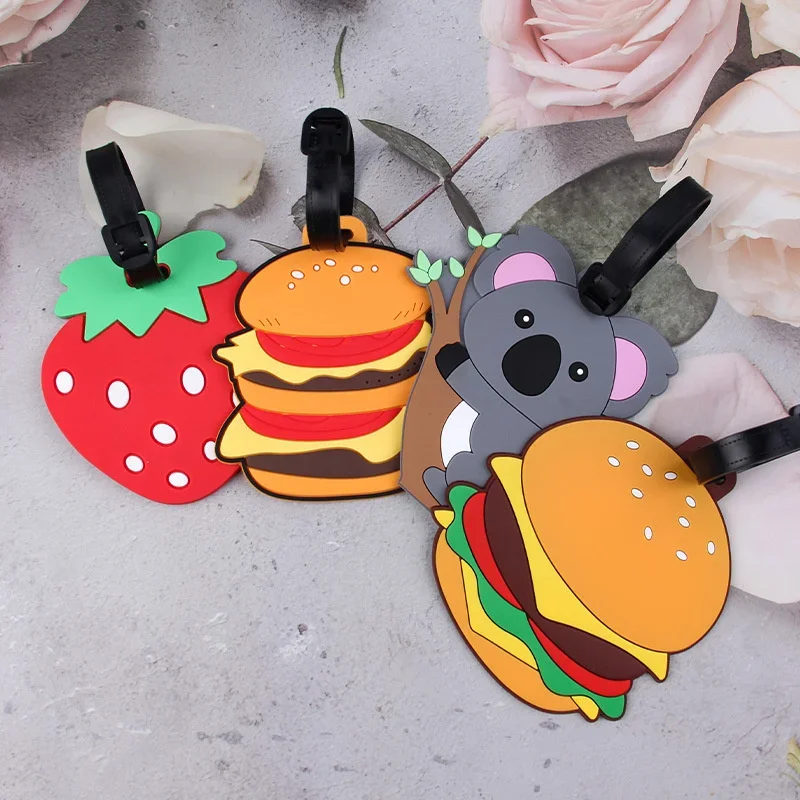 Creative Cartoon Hamburger Koala Luggage Tag and ID Holder