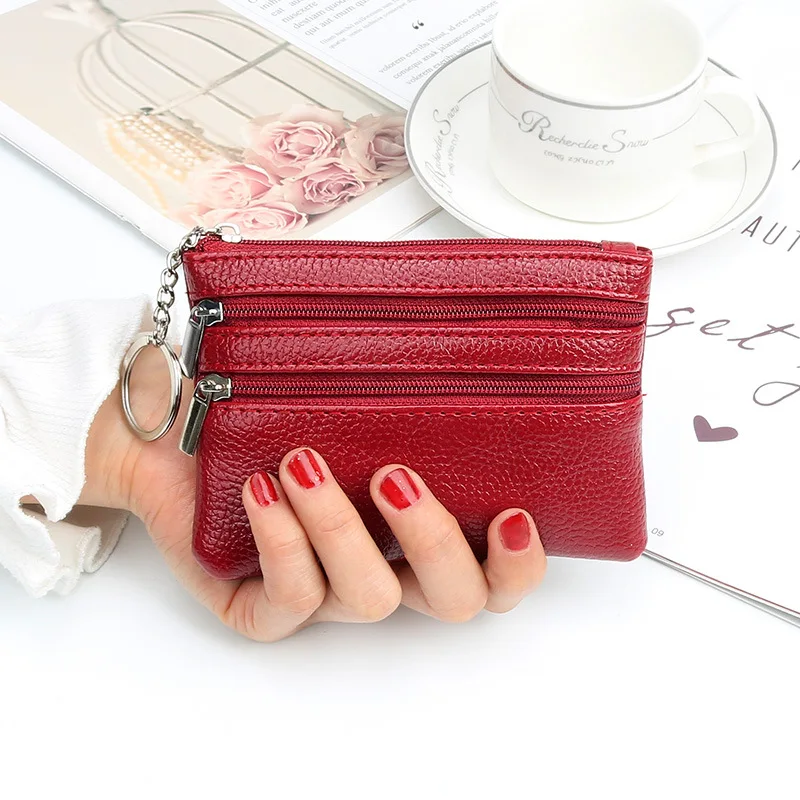 5PCS Women's Coin Purse Solid Color Fashion Zipper Key Bank Card Coin Bag Wallet Wholesale