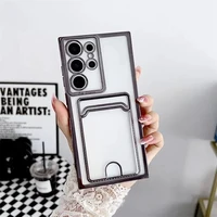 Transparent Card Slot Holder Case For Samsung Galaxy S25 S24 S23 S22 S21 S20 Ultra Plus FE Wallet Case For Samsung Note 20 Ultra 1