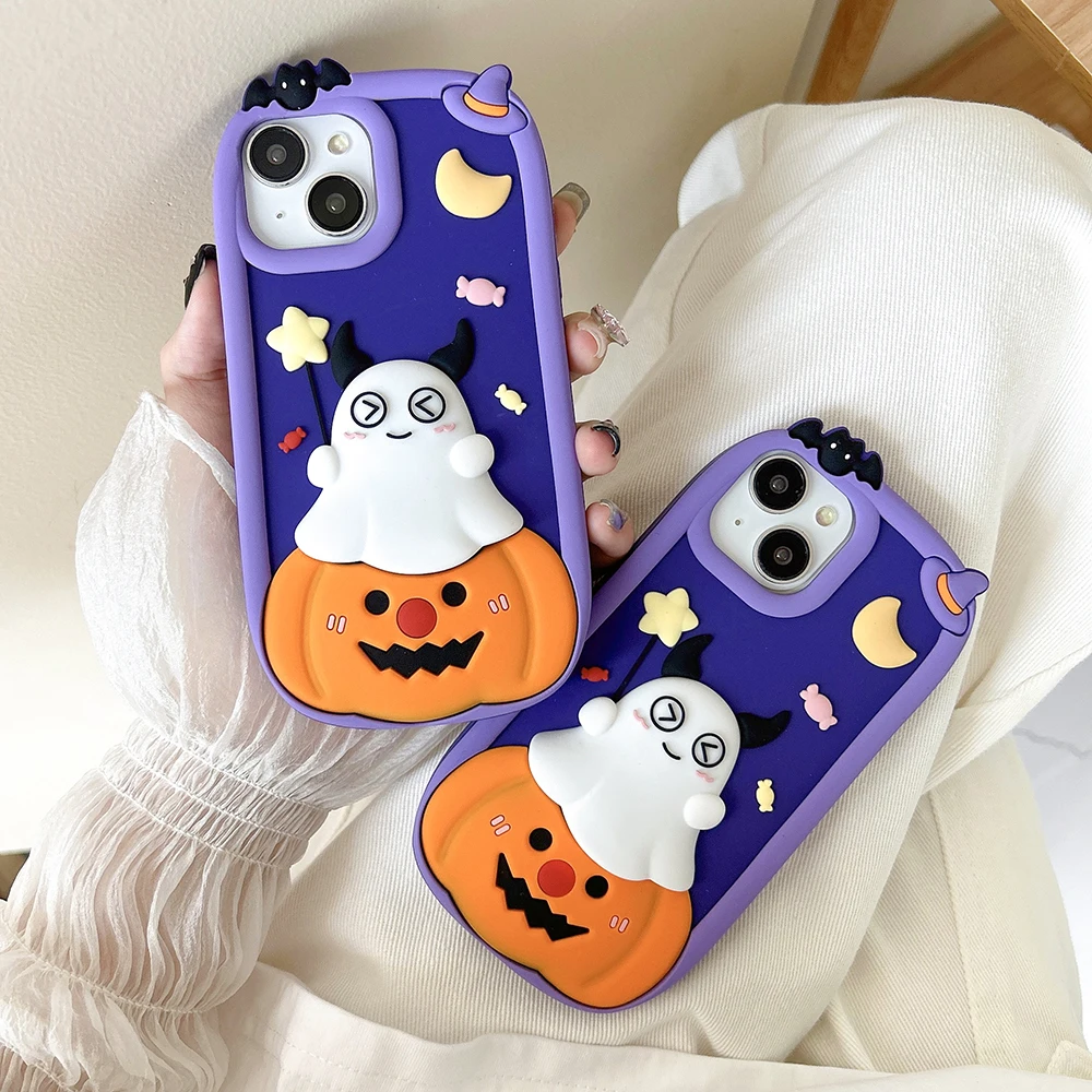 Halloween Pumpkin Ghost Soft Silicone Phone Case Cover