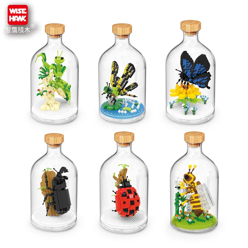 

Bug Toys Building Blocks Assembled Bee Ladybug Praying Mantis Butterfly Insects Micro Animal 3D Model Educational Toy for Kids