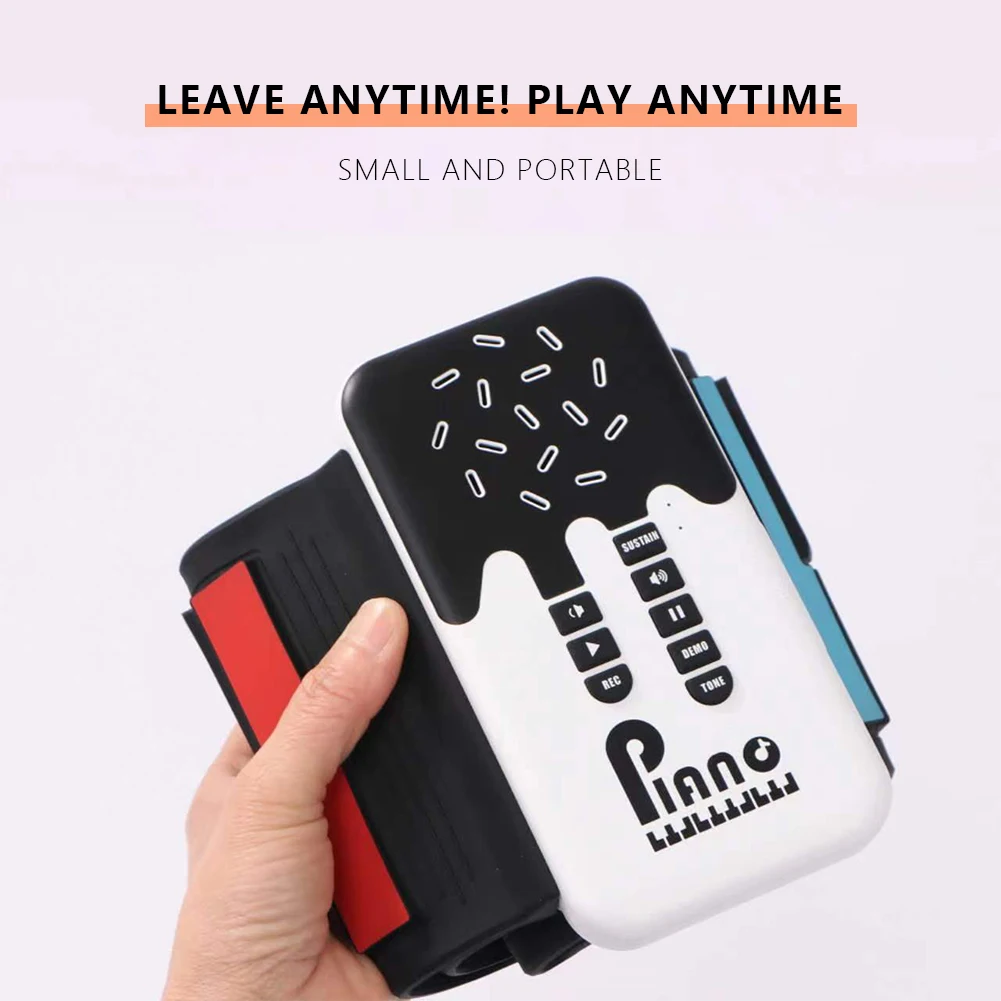 Electronic Musical Instrument Midi Control Keyboard 49 Keys Flexible Roll Up Piano MIDI Out Electronic Hand Roll Piano Bluetooth-Compatible Mp3 Headphone for Music Lovers Beginners