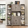 70" Kitchen Pantry Storage Cabinet,Tall Kitchen Hutch Cabinet with Microwave Stand,Industrial Pantry Cabinet with 8 Open Shelves 3