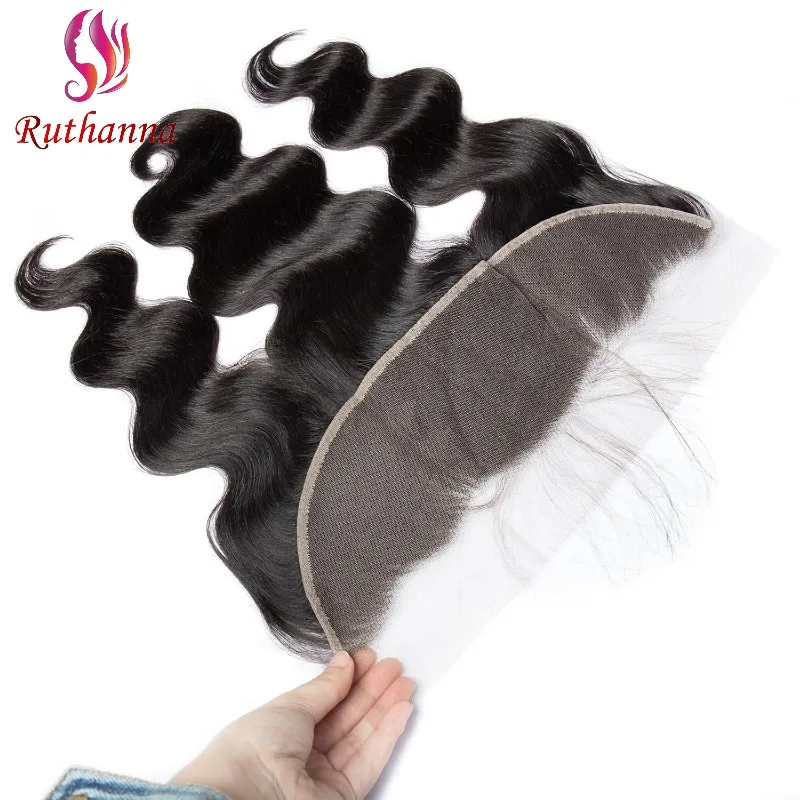 13x4 Lace Frontal Body Wave Human Hair Pre-Plucked Hairline Brazilian Virgin Hair Transparent Lace Closure Soft and Silky
