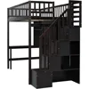 Twin Size Multifunctional Loft Bed with Wardrobe,Desk,Bookshelf and Drawers,Wood Loft Bed with Stairway Children's Wardrobes 5
