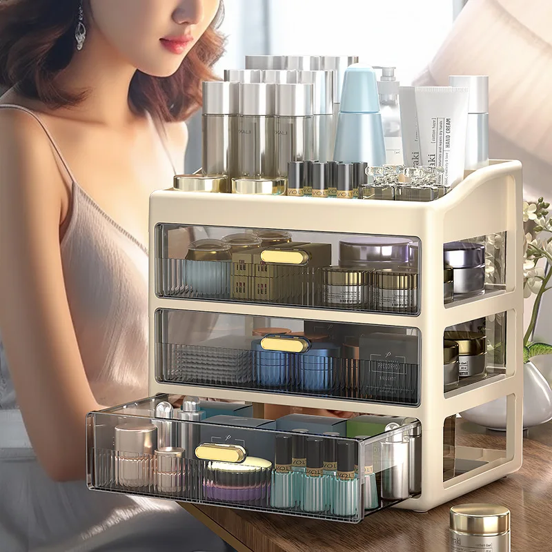 Luxury Makeup Organizer Drawer Type Jewelry Container Cosmetic Storage Box Makeup Case Brush Lipstick Holder Skincare Desktop 2