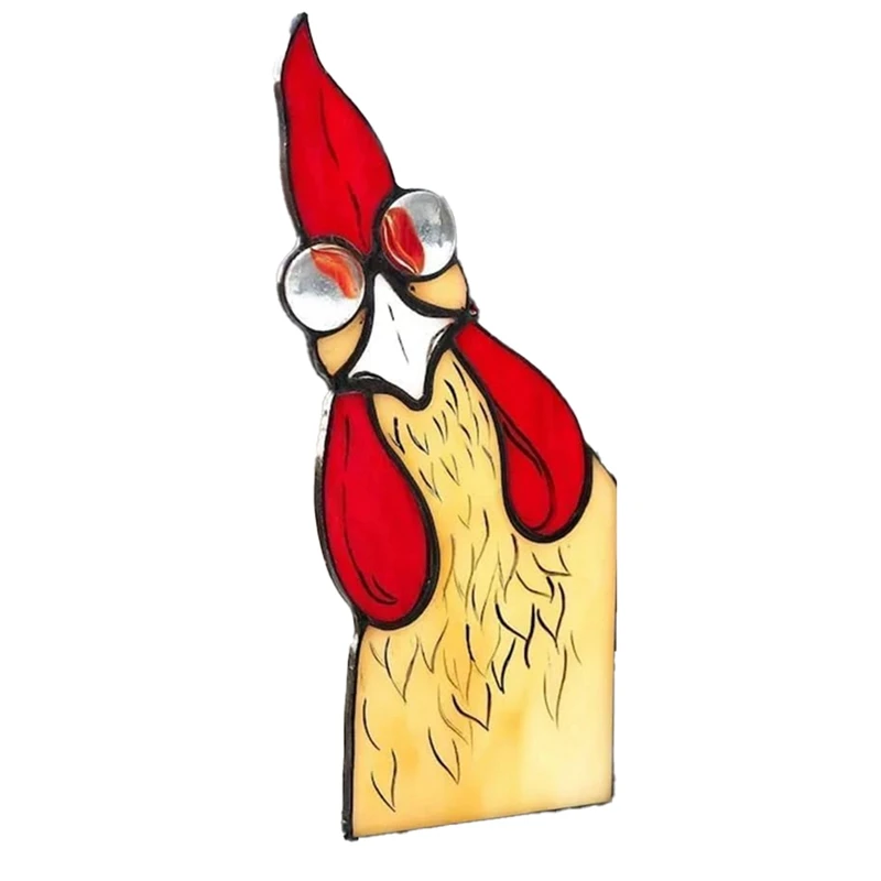

3PCS Funny Peeping Rooster Window Corner Decor Handmade Stained Acrylic Chicken Ornament Sun Catcher Wall Window Hanging