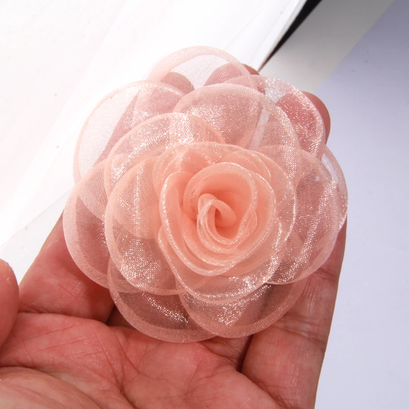 10 Stücke 7 cm Multi Farbe Organza Stoff Rose Künstliche Blume Seidenblütenkopf Für DIY Hochzeit Party Home Dekorationen – Detail 4