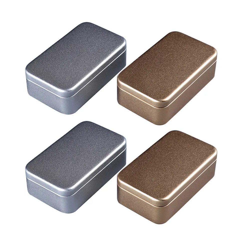 4Pcs 금속 명함 상자 Tinplate 보관 상자 휴대용 밀봉 용기 미니 차 커피 설탕 홈 여행 주최자