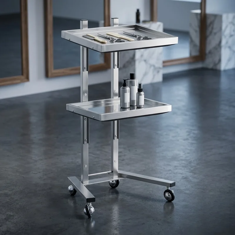 Carrello Mobile per Parrucchieri in Acciaio Inossidabile con Ruote, Organizzatore Porta Utensili per Barbiere, Scaffale per Permanente e Tintura