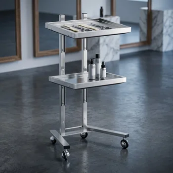 Carrello Mobile per Parrucchieri in Acciaio Inossidabile con Ruote, Organizzatore Porta Utensili per Barbiere, Scaffale per Permanente e Tintura