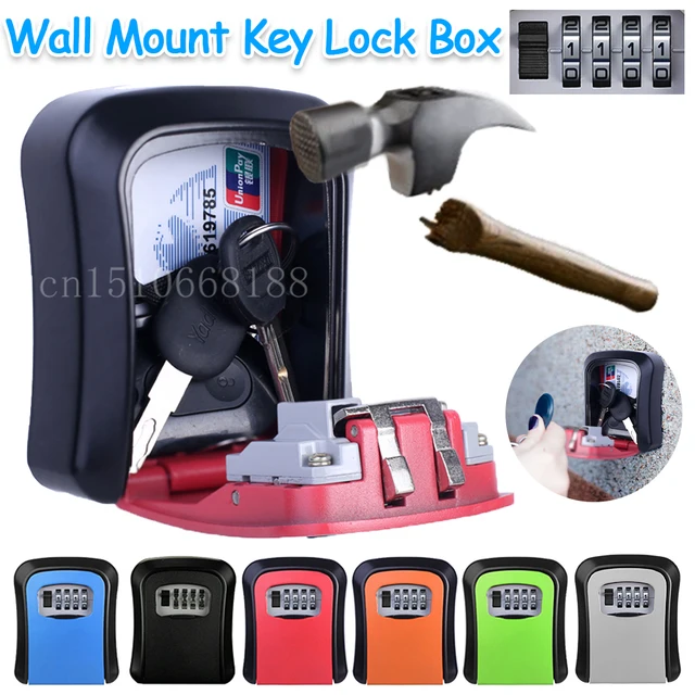 Wall Mount Key Lock Box 4 Digit Password Code Security Lock No Key for Home Office Key Safe Secret Storage Box Organizer 2