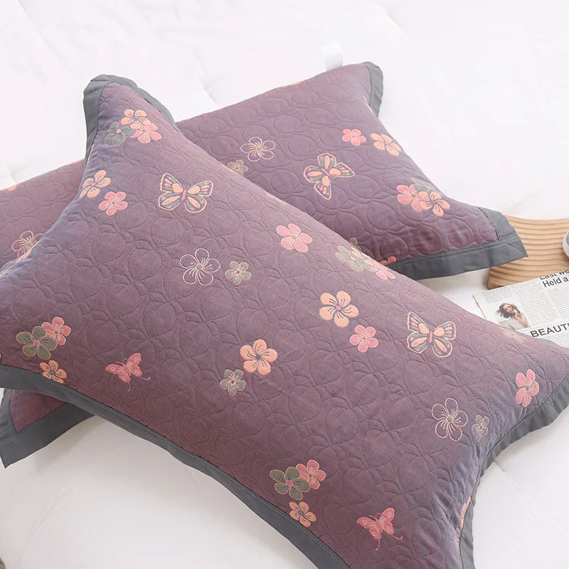 2pcsFloralPillowCoverTowelCotton5580cmforBedsYarndyed