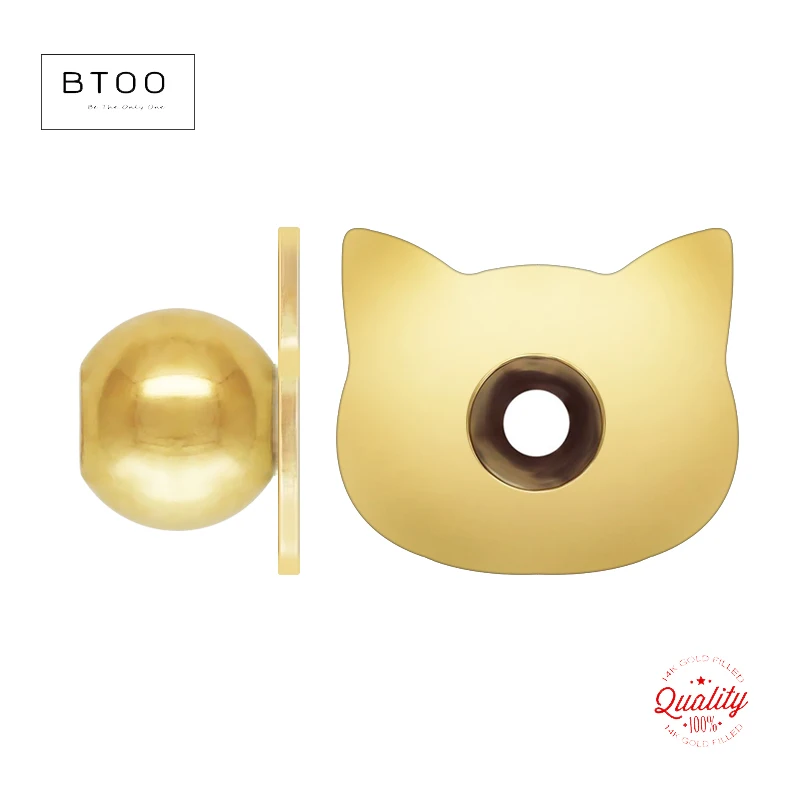 14K Gold Filled Cute Cat Ear Clutches 3mm Earring Backs Wholesale Supplies for Jewelry DIY Tarnish Resistant Jewelry Findings