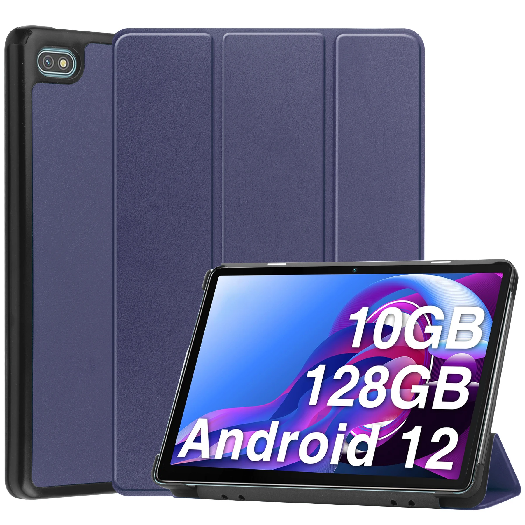 Sleek Tri-Fold Smart Tablet Cover with PU Hard Back and Slim Holder