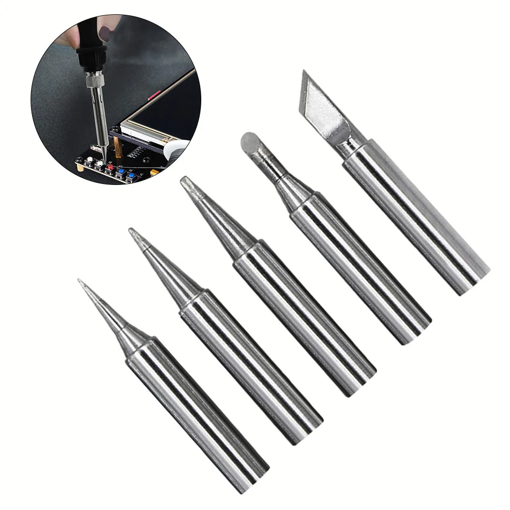 

5pcs Soldering Iron Head Lead-Free Soldering Iron Tip Replacement 936 Soldering Station Welding Head I B 2.4D 3C K Welding Tool