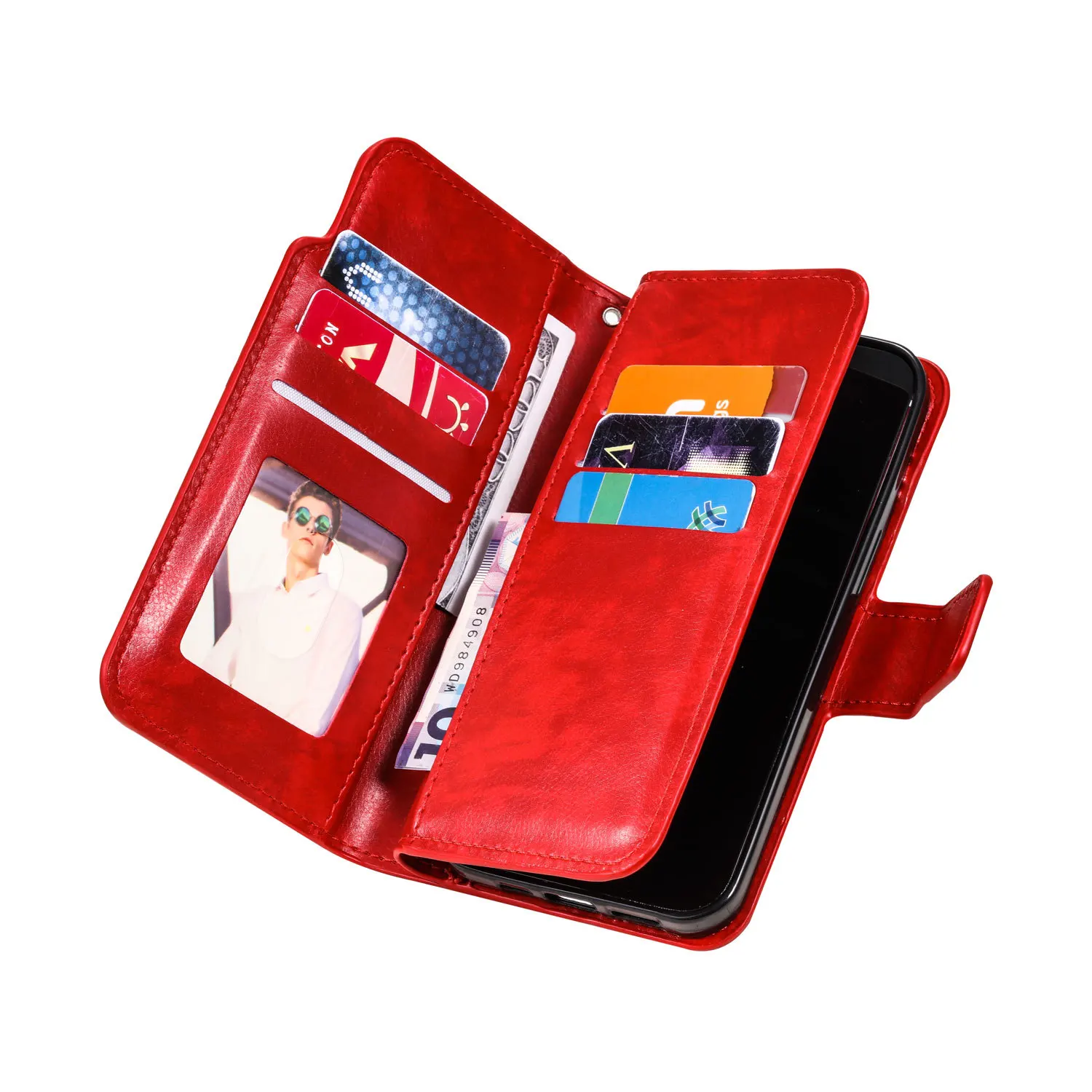 Leather Wallet Phone Case with Card Slots and Flip Cover
