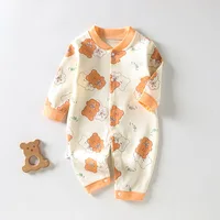 Pure Cotton Print Infant Long Sleeve Bodysuit Newborn Clothing Baby Home Wear New Toddler Boys Girls Cute Loose Pants Rompers 2