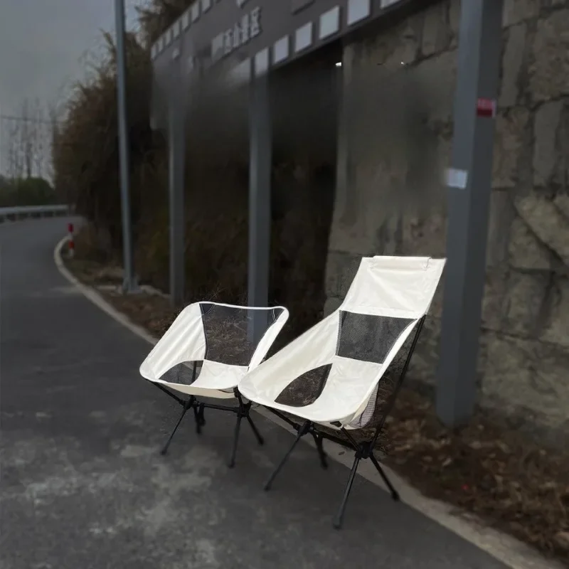 Portable Breathable Moon Chair Lightweight Folding Chair Perfect for Camping Fishing and Beach Use High-Back Design