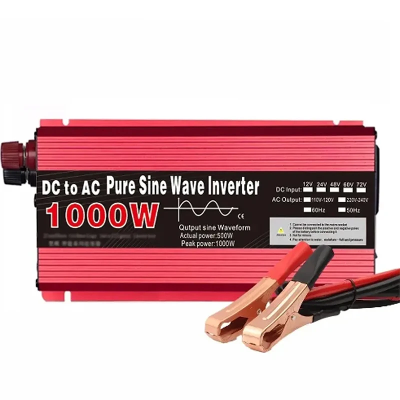 solar inverter sine wave inverter power inverter Pure Sine Wave Inverter DC 12V/24V To AC 220V 1000W Portable Power Bank Converter Solar Inverter