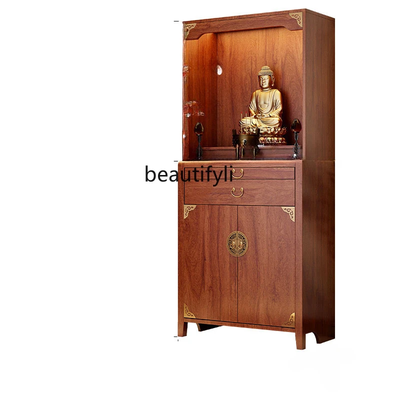 

Solid Wood Chinese Household Prayer Altar Table God of Wealth Cabinet Avalokitesvara Worship Table Bodhisattva Display Cabinet