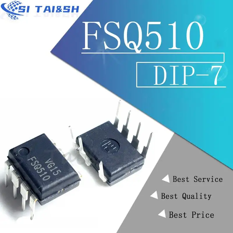 Produktbild von 10 Stück FSQ510 IC-Serie – DIP-7 / DIP-8, Kompatibel Mit FSQ100, Q100, Q110, Q0165R, Q0170R, FSQ0365R & Mehr