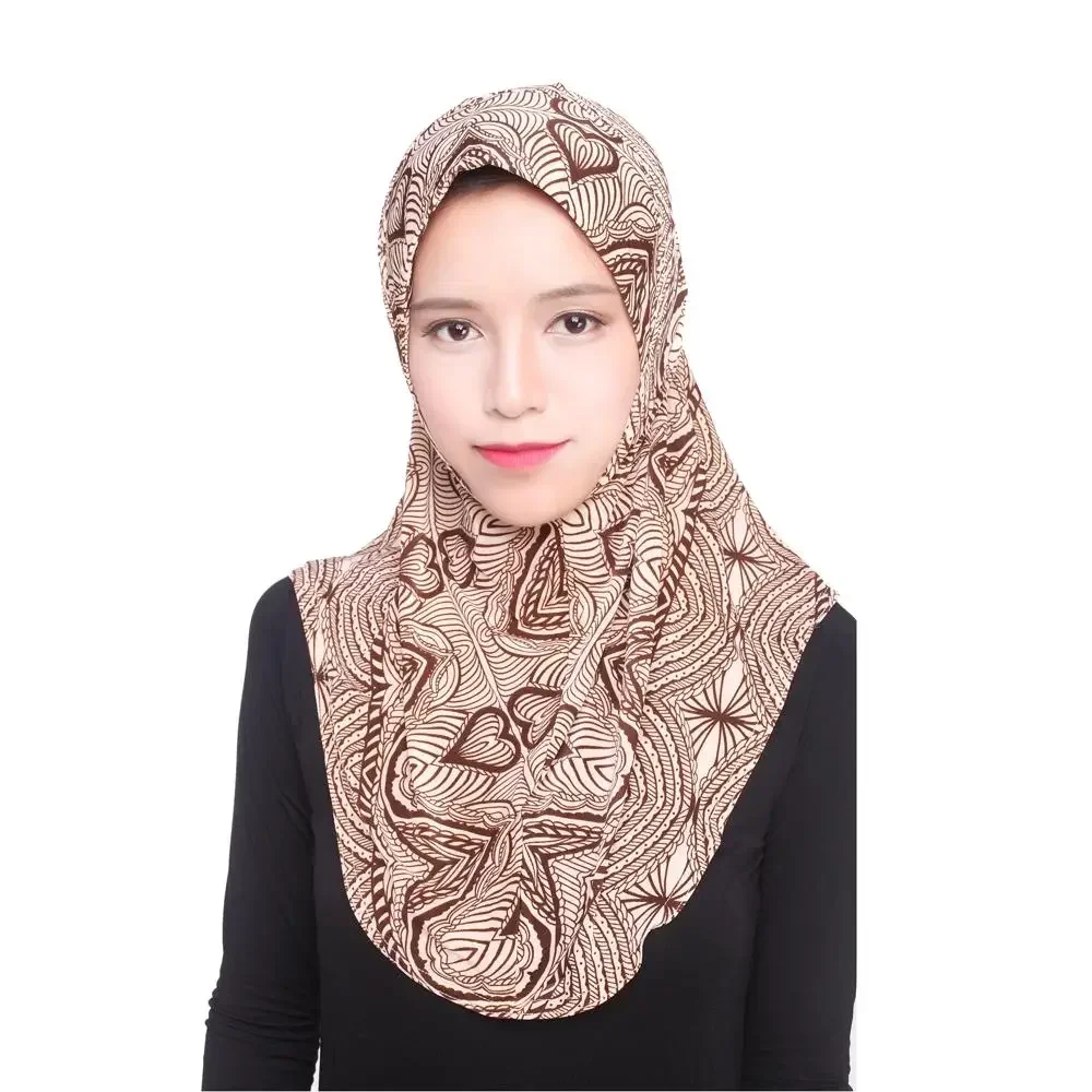 Hijab Headscarf One Piece Amira Hijab Muslim Women Print Head Scarf Wrap Shawl Pull On Ready To Wear Hijabs Islamic Niab Nikab Instant Headscarf