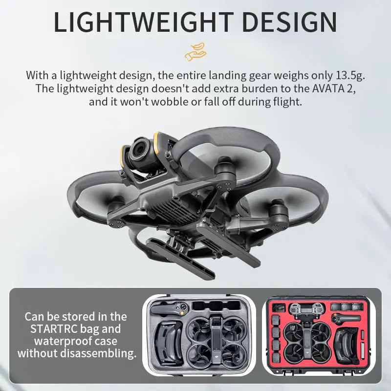DJI 아바타 2용 확장형 랜딩 스키드 접이식 확장 높이 조절 다리 드론 보호 액세서리 접이식 랜딩 기어