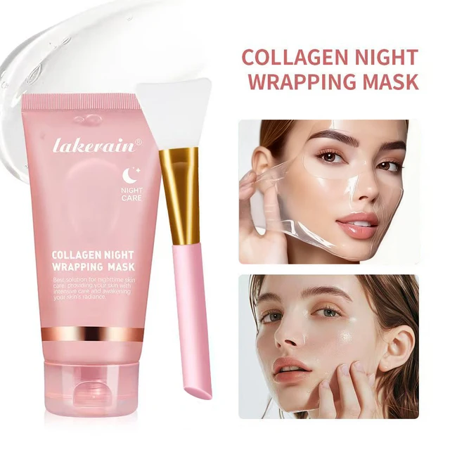 Hydrolyzed Collagen Overnight Wrapping Peel Off Facial Mask Anti-Wrinkle Shrink Pores Brightening for Oily/Dull Skin Care 1