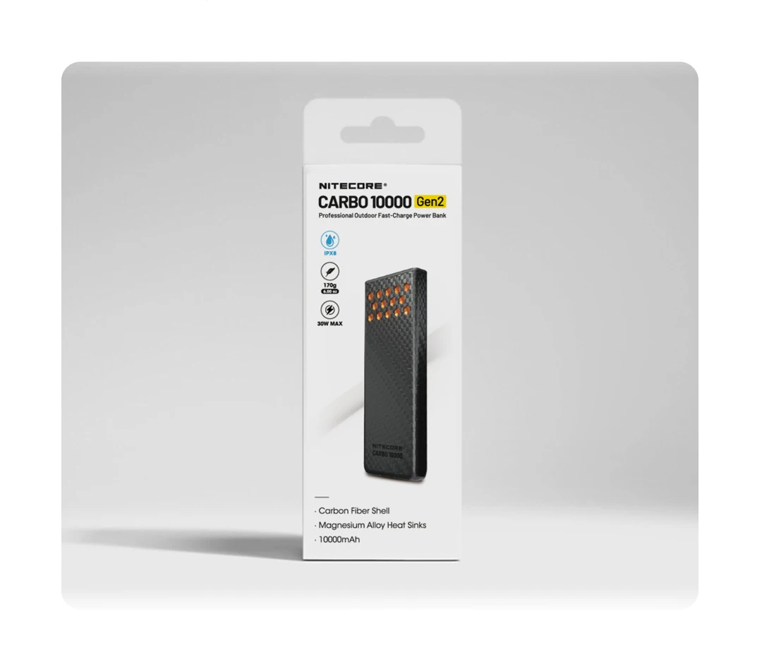 10000mAh CARBO 10000 Gen2 30W max Output Carbon Fiber Mobile Power Bank Professi