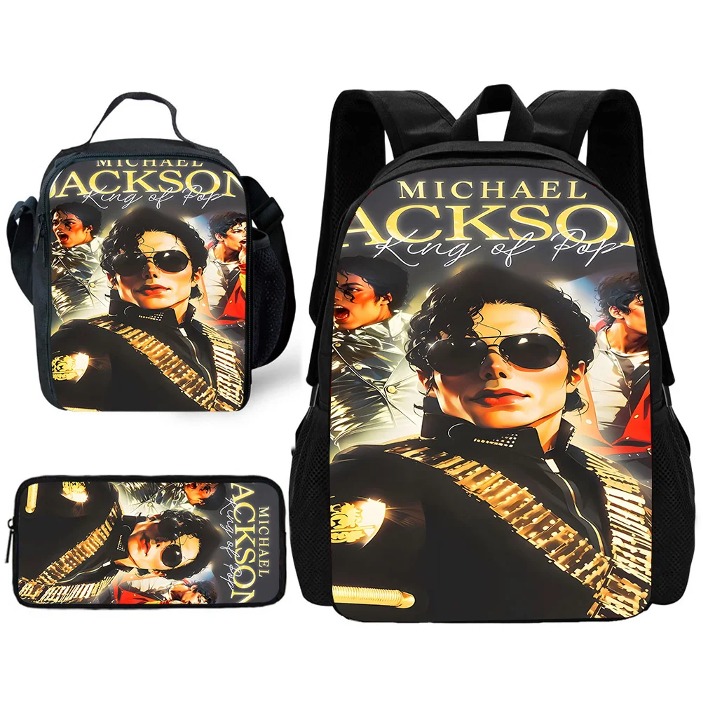 Child School Cool Popular Singers Michaels Jackson Backpack with Lunch Bags ,Pencil Bags ,School Bags for Boys Girls Best Gift 1
