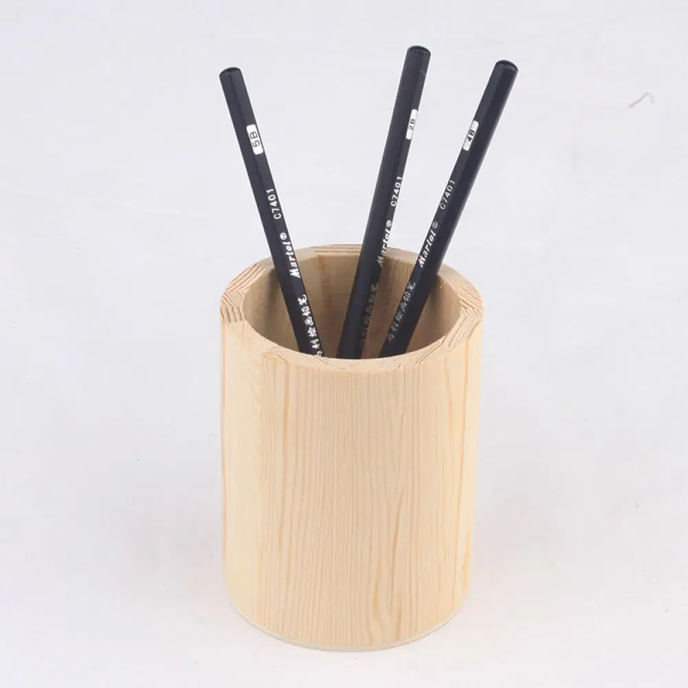 DIY Wooden Pencil Pen Holder Desk Organizer Storing Erasers Paper Clips Pens Organizer Makeup Brushes Wooden Pens Pencil Holder